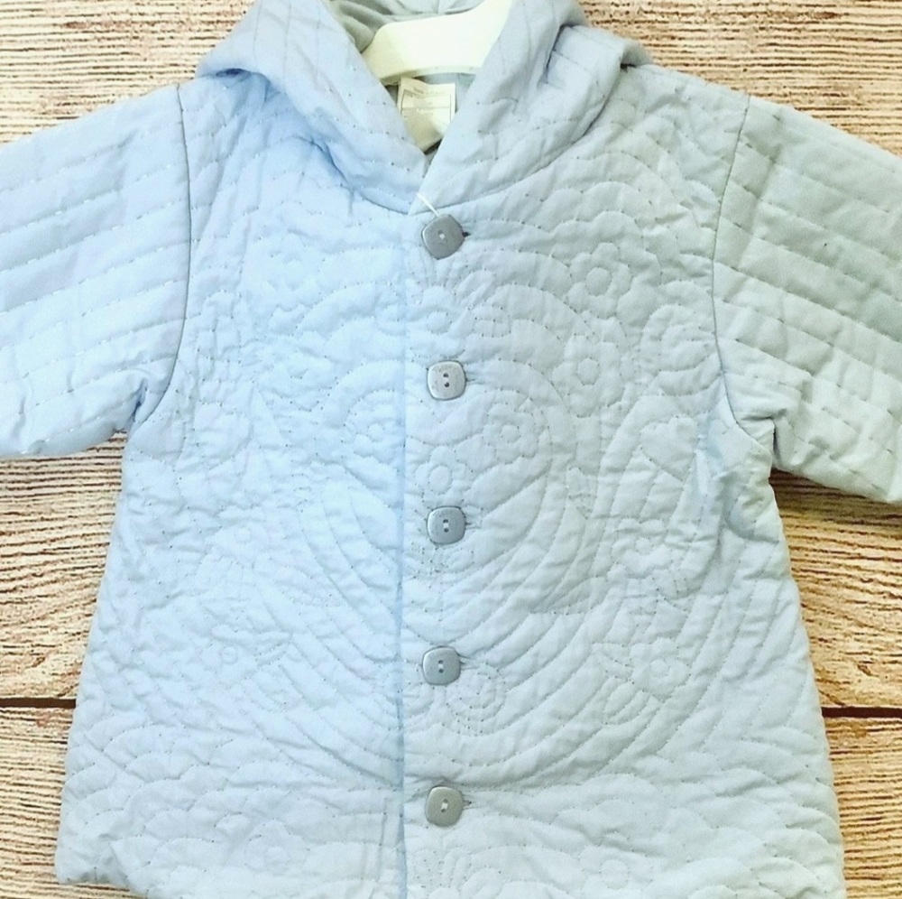 La Petite Ourse Toddler Girls Quilted Jacket with Hood, Baby Blue Girls Coat